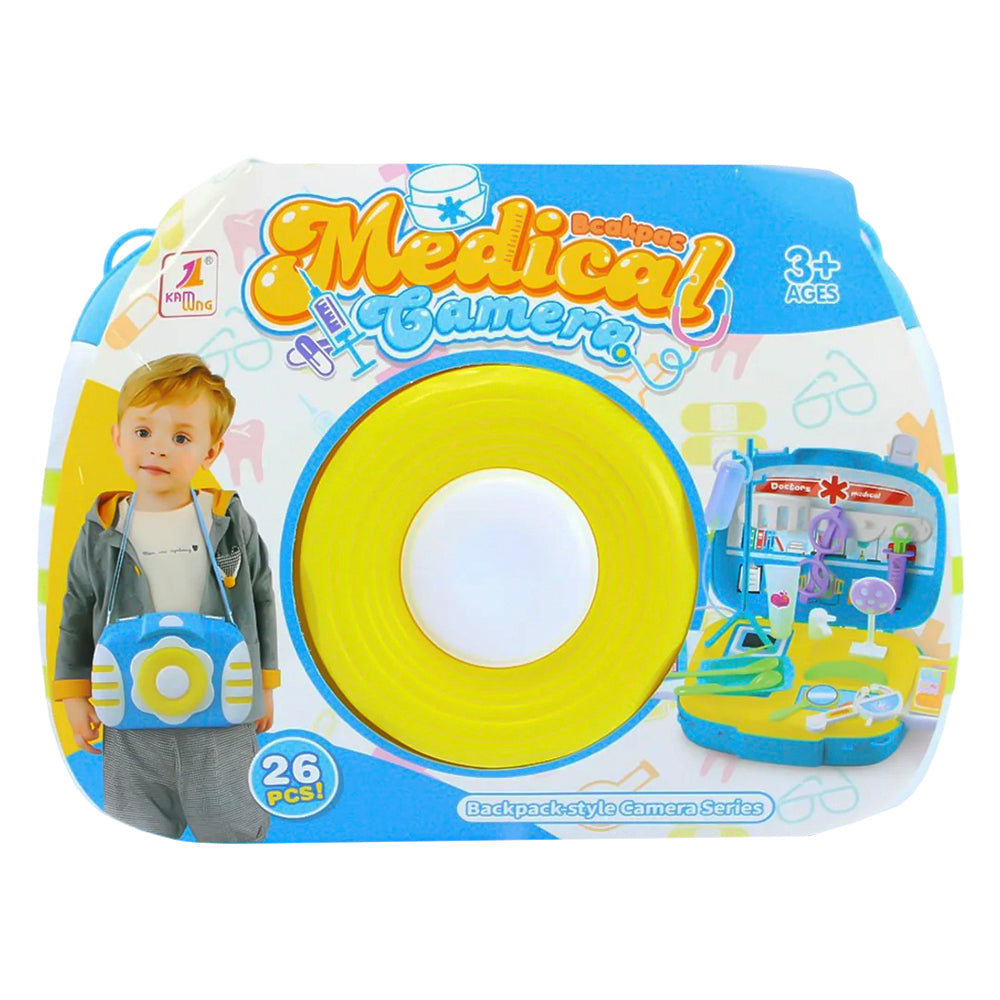 Medical Camera Toy Backpack Set for Kids - 26 Piece Pretend Play Doctor Kit