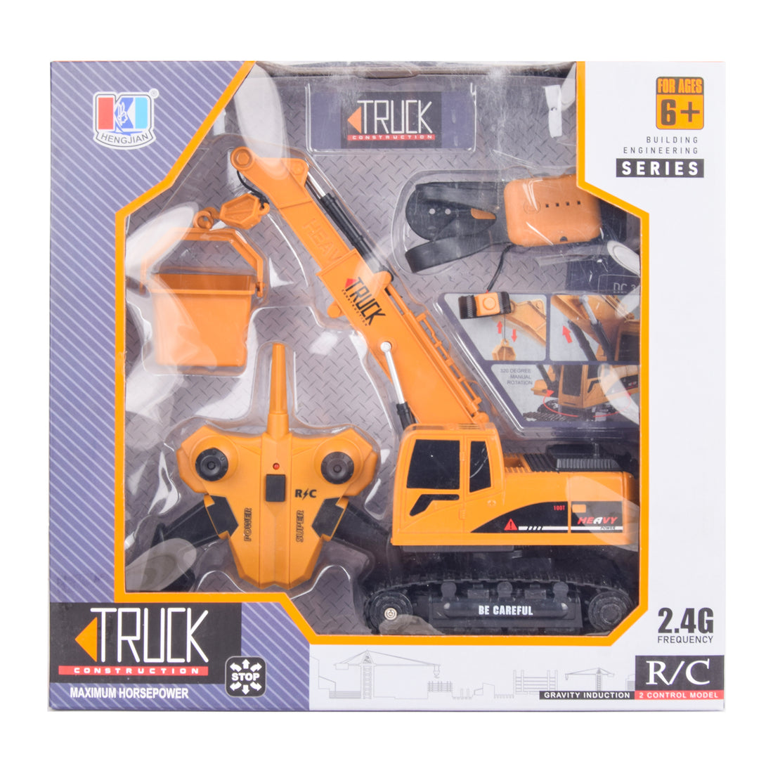 Remote Control Construction Crane Truck - 2.4 GHz with Lifting Bucket