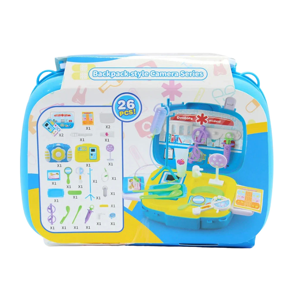Medical Camera Toy Backpack Set for Kids - 26 Piece Pretend Play Doctor Kit