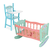 Doll with Cradle and High Chair Set