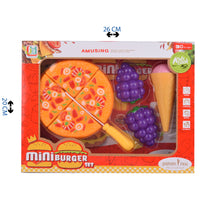 مجموعة ميني برجر بلاي الغذائية - بيتزا تفاعلية، عنب، وأيس كريم لعبة للأطفال