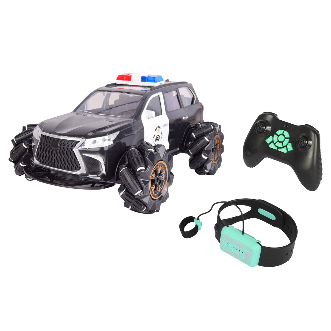 Remote-Control Police SUV Toy with Wrist Sensor and 360° Rotation