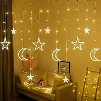 Ramadan LED Curtain Lights – Crescent Moon & Star Decorative String Lights
