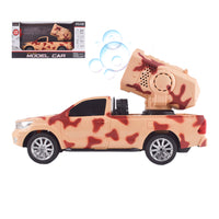 شاحنة عسكرية تعمل بالتحكم عن بعد مع انفجار الفقاعات