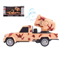 شاحنة عسكرية تعمل بالتحكم عن بعد مع انفجار الفقاعات