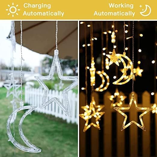 Ramadan LED Curtain Lights – Crescent Moon & Star Decorative String Lights