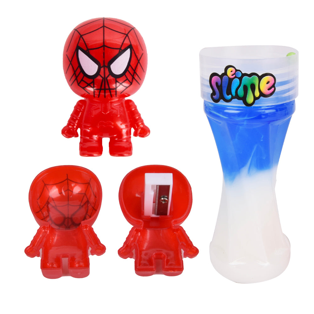 Pack of 2 Crystal Slime Toy Set with Character Toppers and Sharpener
