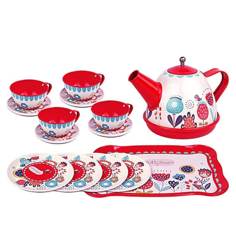 Children's Tea Set – 15-Piece Tin Toy Set