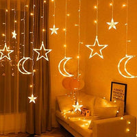 Ramadan LED Curtain Lights – Crescent Moon & Star Decorative String Lights