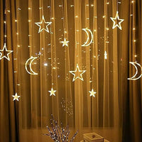Ramadan LED Curtain Lights – Crescent Moon & Star Decorative String Lights
