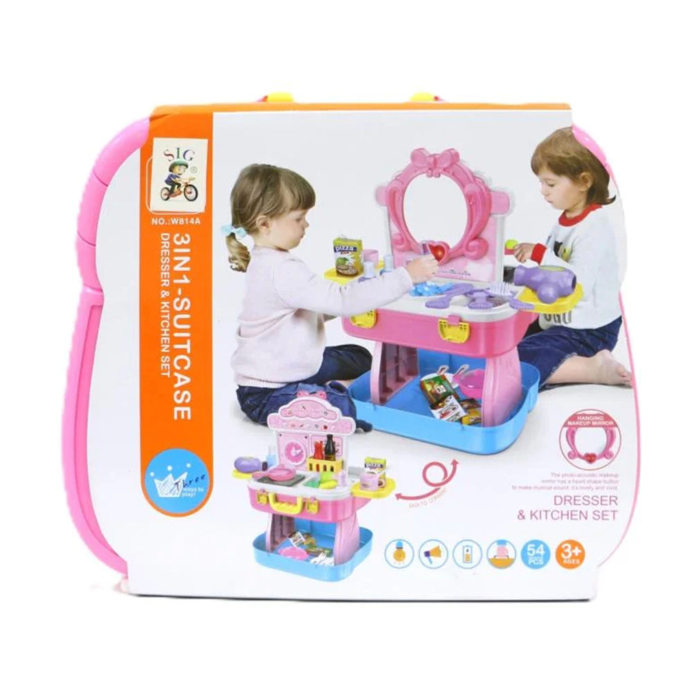 3-in-1 Dresser and Kitchen Play Set