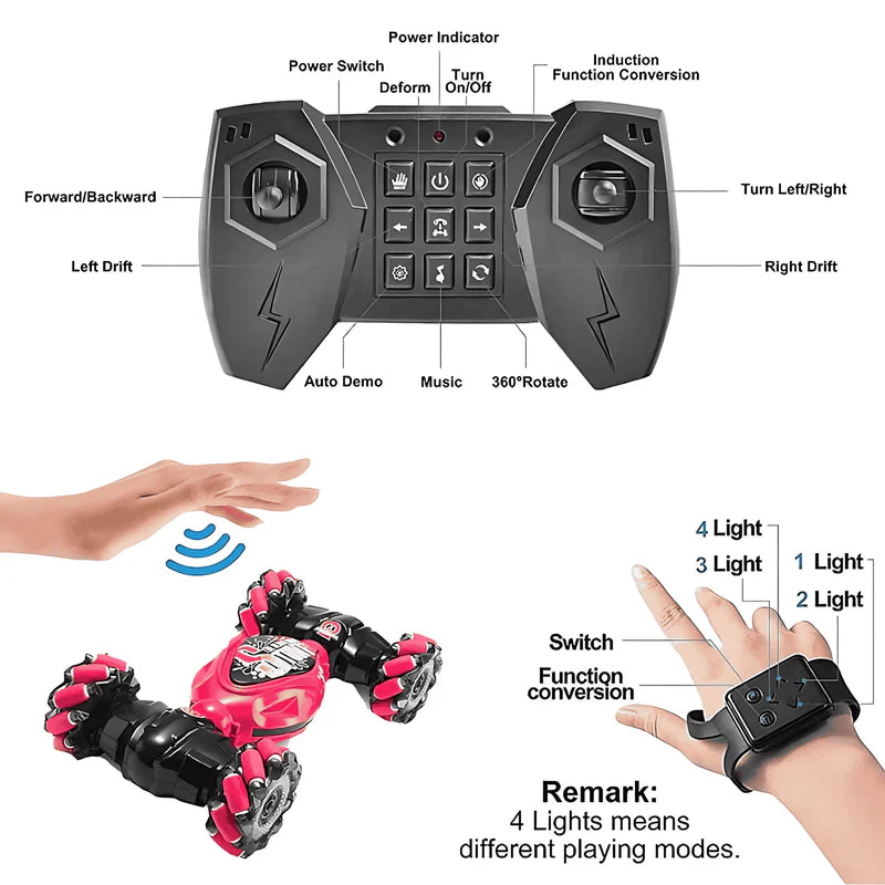 سيارة 2 في 1 مدعمة بالذكاء الاصطناعي مع إيماءة اليد وجهاز التحكم عن بعد