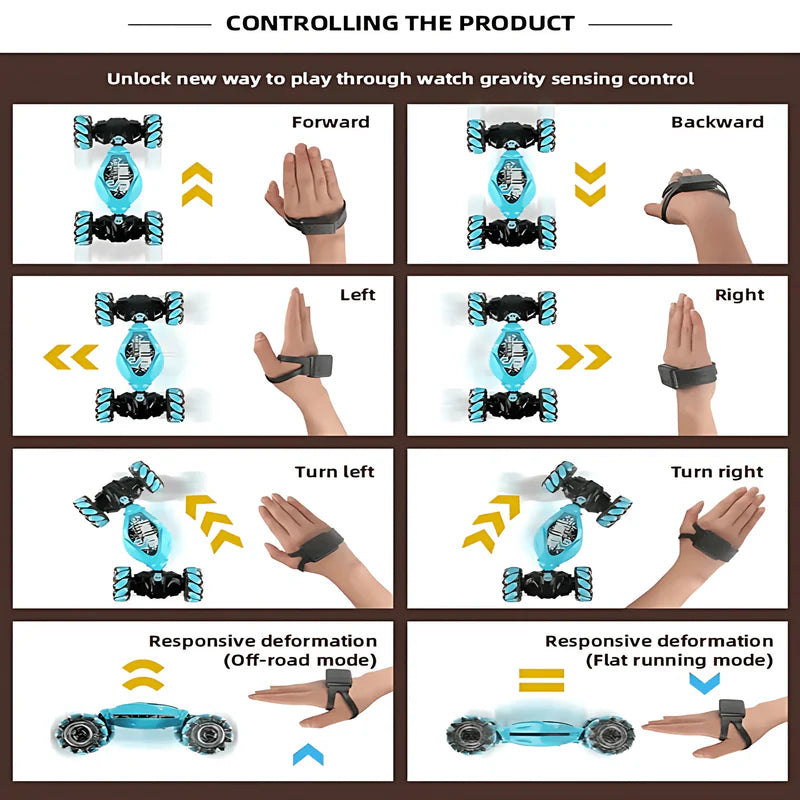 سيارة 2 في 1 مدعمة بالذكاء الاصطناعي مع إيماءة اليد وجهاز التحكم عن بعد