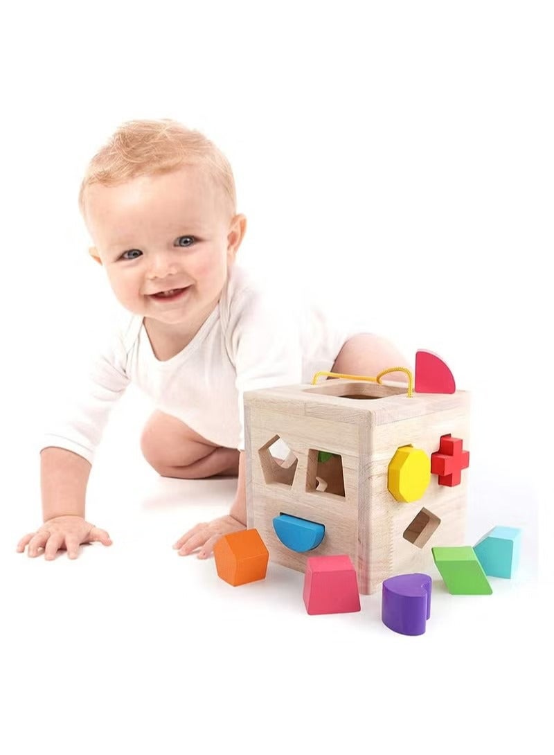 Wooden Blocks Shape Sorter Set Sturdy, Durable and Colorful