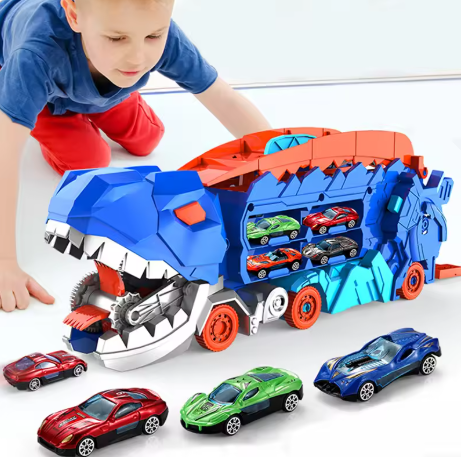 Dinosaur-Shaped Transforming Track Cars Toy