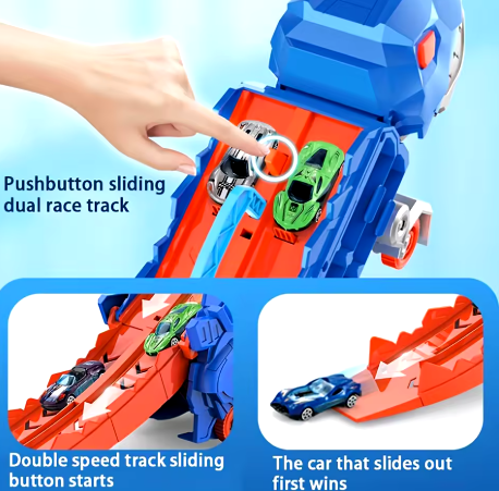 Dinosaur-Shaped Transforming Track Cars Toy
