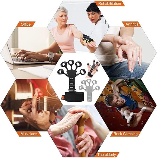 مُقوِّي الأصابع القابل للتعديل – جهاز تمرين اليد ب6 مستويات مقاومة