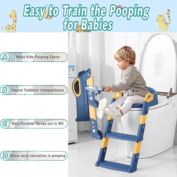 Kids Potty Training Seat with Step Stool – Adjustable Toddler Toilet Trainer