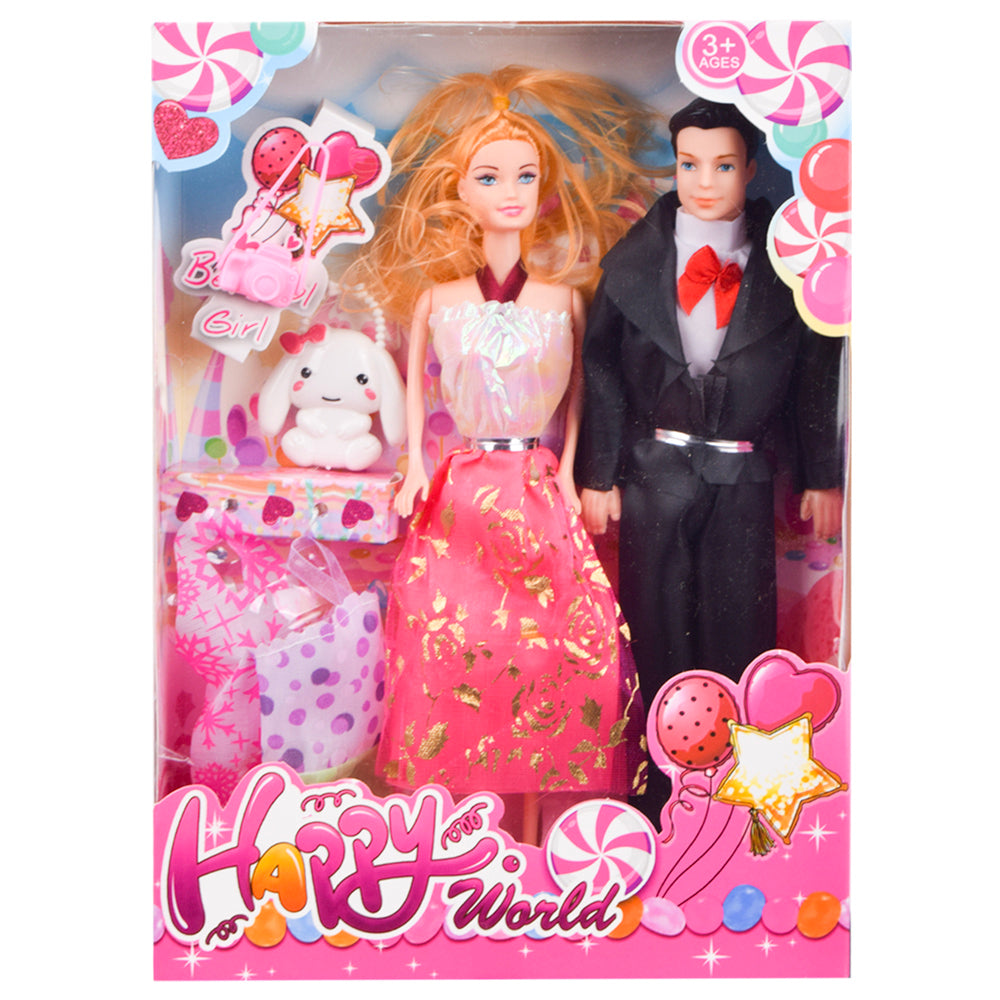 Happy World Couple Doll Set with Accessories