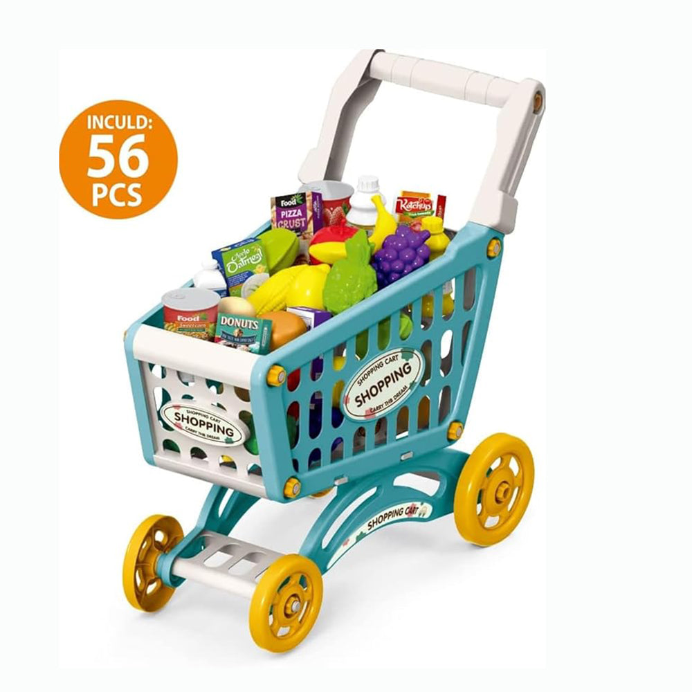 Deluxe Market Shopping Cart Play Set with 56 Pieces