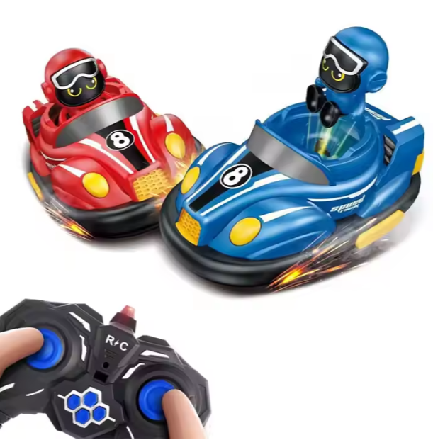 Remote Control Bumper Cars Set with Dual Controllers and LED Effects