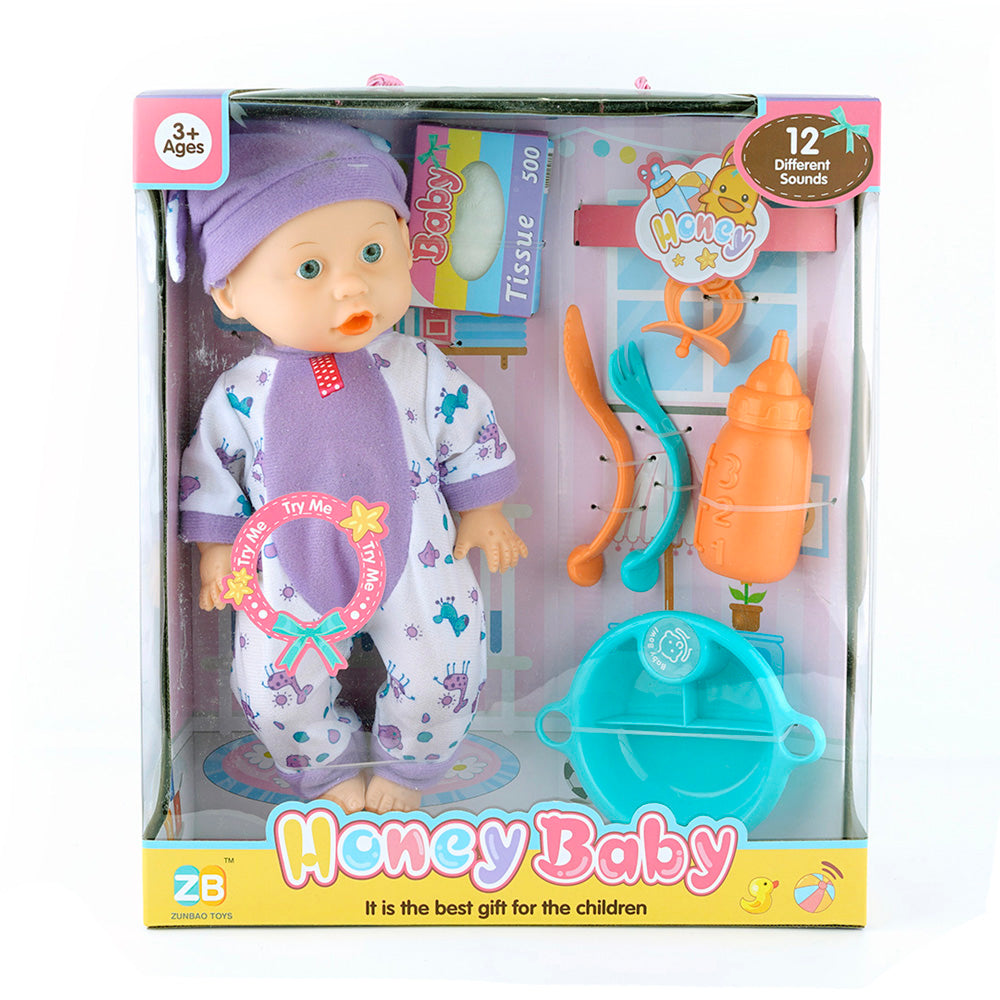 Honey Baby Doll with Feeding Set and 12 Sound Features