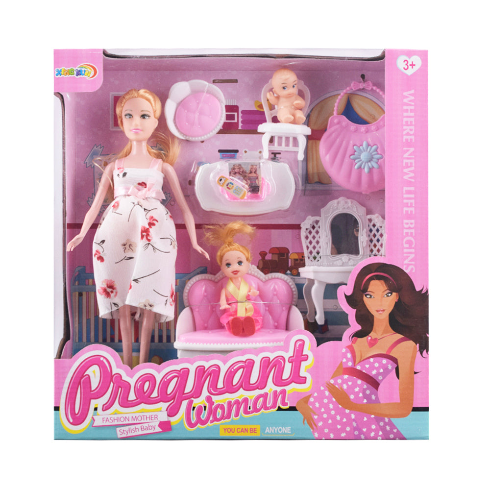 Pregnant Doll Playset with Baby and Accessories