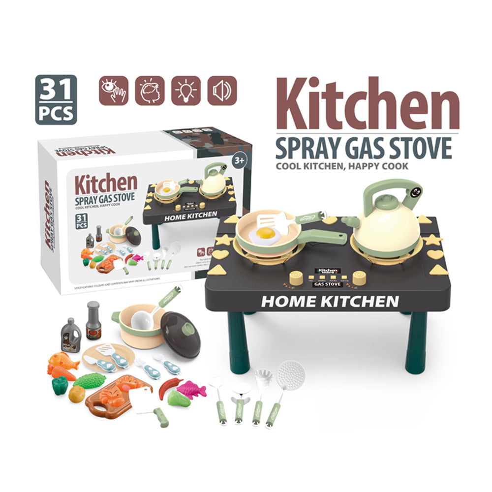 31-Piece Kitchen Playset with Spray Gas Stove