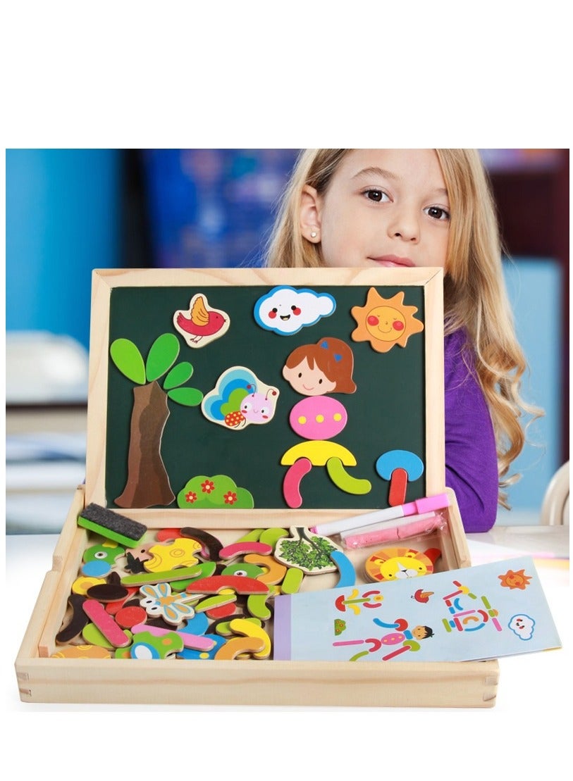 Magnetic Puzzle Children's Intellectual Wooden Drawing Board