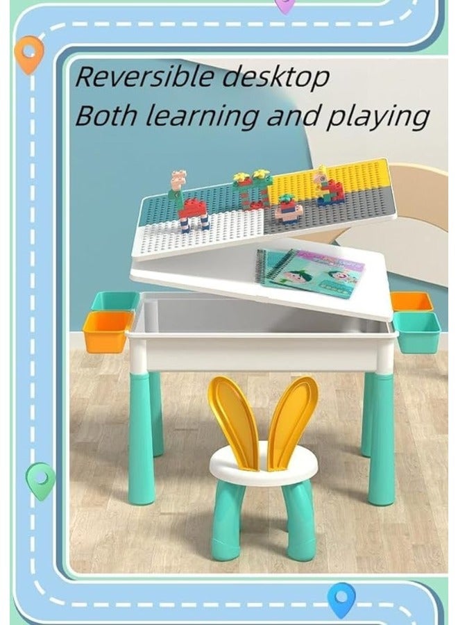 Kids Multi-Functional Educational Study Block Table with Chair