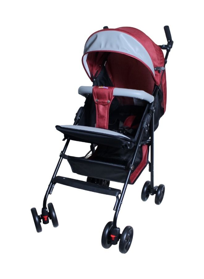 عربة أطفال خفيفة الوزن مصنوعة من مواد عالية الجودة ومقبض قابل للطي باللون الأحمر