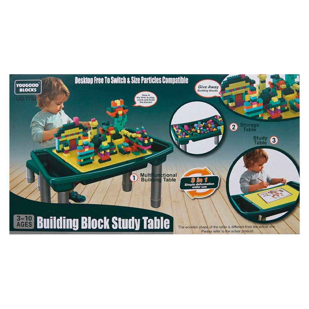 3-in-1 Multifunctional Building Block Study Table for Kids