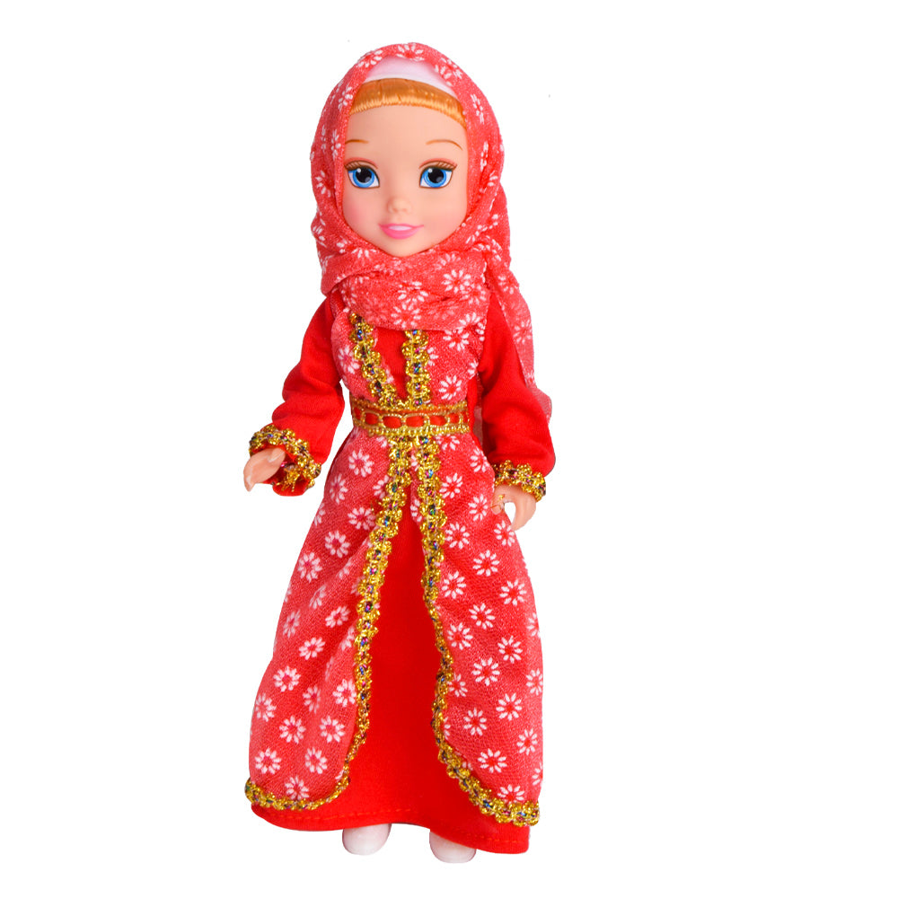 Cultural Hijabi Doll in Red Traditional Dress