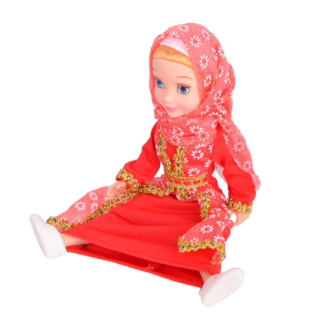 Cultural Hijabi Doll in Red Traditional Dress