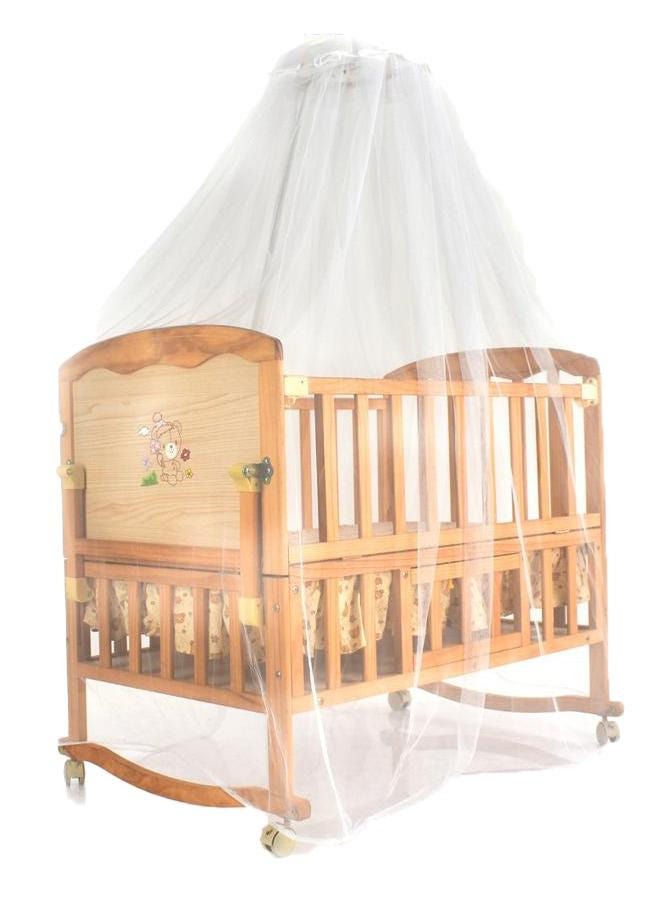 Wooden Movable Baby Crib Cot With Mosquito Net